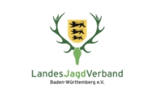 Logo des Landesjagdverbands Baden-Württemberg e.V., mit Wappen und grüner Schrift.